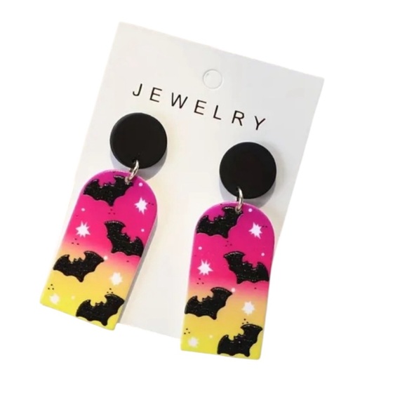 Fashion Jewelry Jewelry - Colorful Bat Dangle Earrings